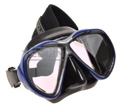 Tiara Mask with Neoprene Strap Black Silicon - Blue Frame