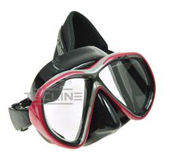 Tiara Mask with Neoprene Strap Black Silicon - Red Frame